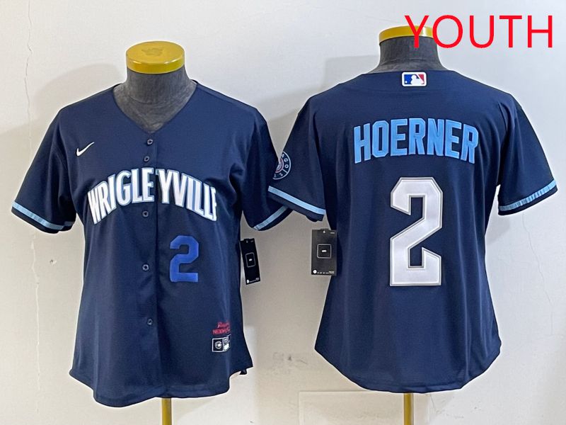 Youth Chicago Cubs #2 Hoerner Blue City Edition Game 2025 Nike MLB Jersey style 4